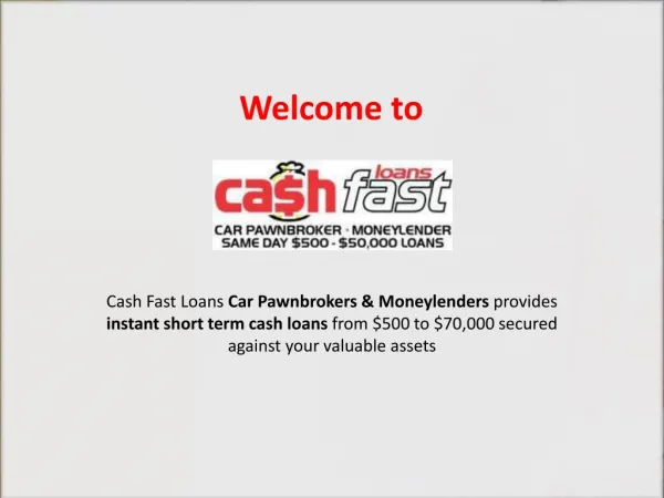 Instant Cash Loans - Car Pawnbroker & Moneylender in Sydney