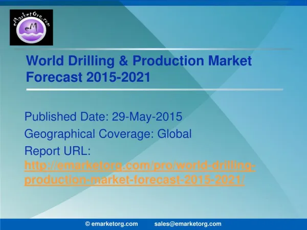 Drilling and Production Market Well Examined Country-Wise For Potential Production Outlook 2015 Report