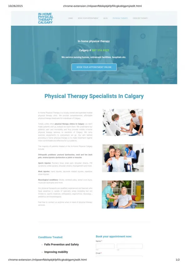 Get In Home Physiotherapy Treatment in Calgary