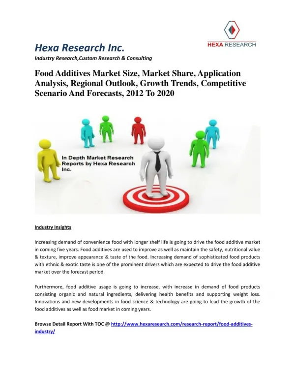 Food Additives Market Size, Market Share, Application Analysis, Regional Outlook, Growth Trends, Competitive Scenario An