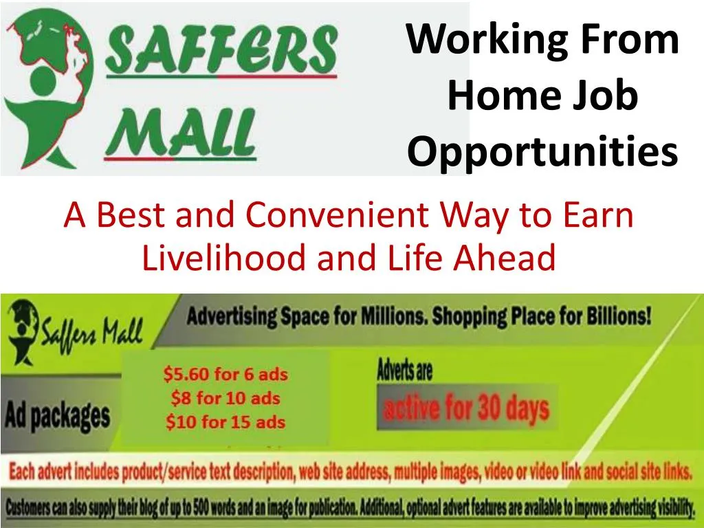 working from home job opportunities