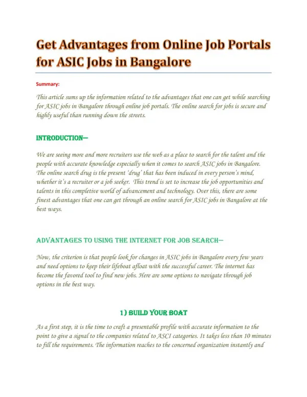 ASIC jobs in Bangalore - wisdomjobs