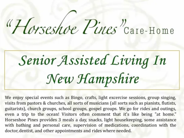 Senior Assisted Living In New Hampshire