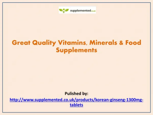 Great Quality Vitamins, Minerals & Food Supplements