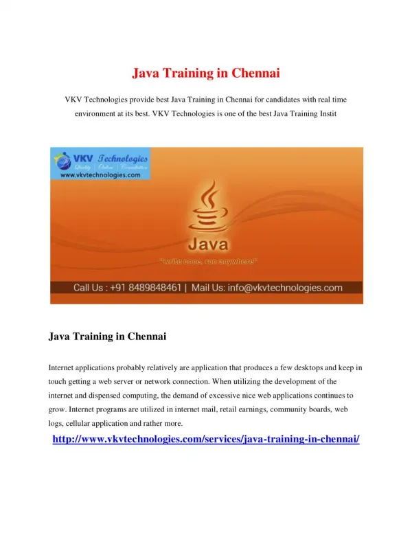 Java Training in Chennai