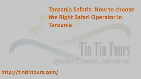 Tanzania Safaris: How to choose the Right Safari Operator in Tanzania