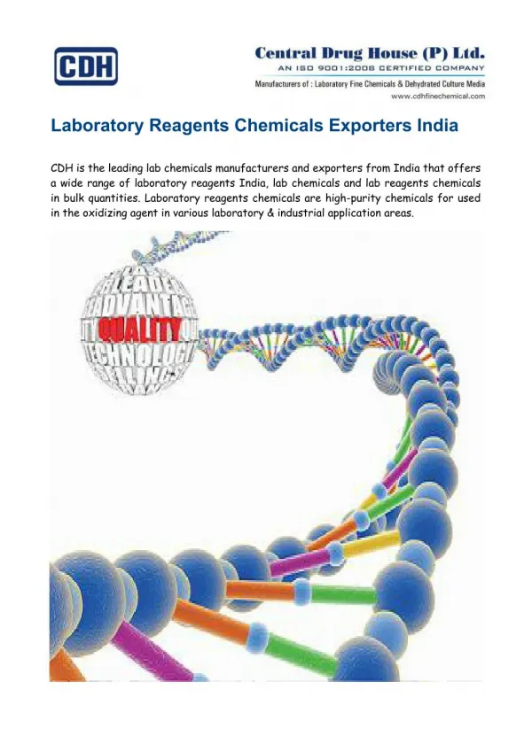 Laboratory Reagents Chemicals Exporters in India
