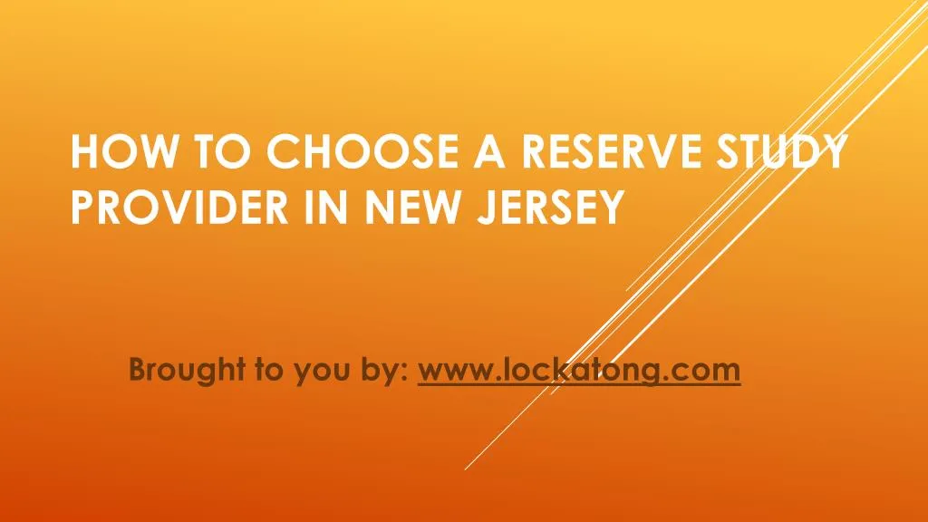 how to choose a reserve study provider in new jersey