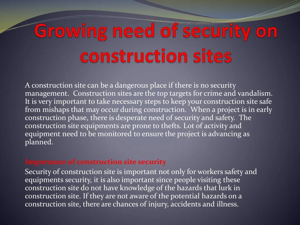 growing need of security on construction sites