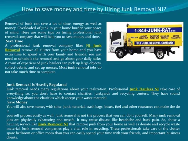 How to save money and time by Hiring Junk Removal NJ?