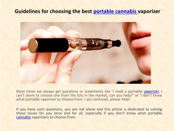 Guidelines for choosing the best portable cannabis vaporizer