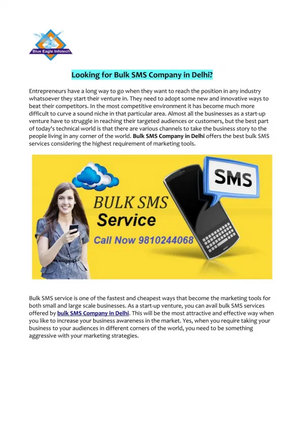 Looking for Bulk SMS Company in Delhi?
