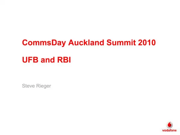 CommsDay Auckland Summit 2010 UFB and RBI