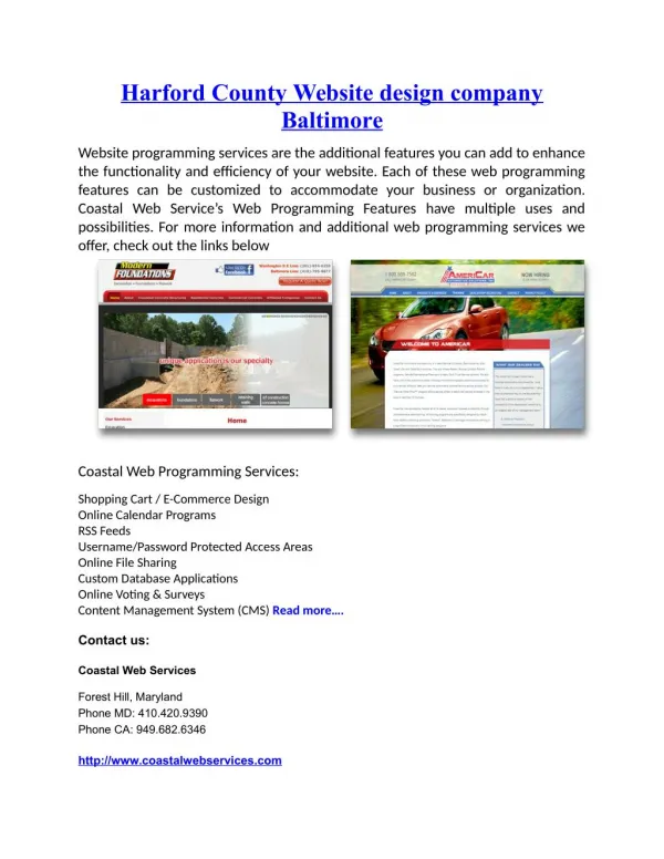 Harford County Website Design Company Baltimore