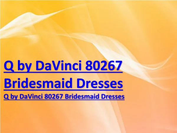 kameraleder com review of Q by DaVinci 80267 Bridesmaid Dresses