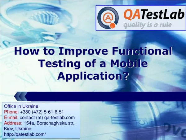 How to Improve Functional Testing of a Mobile Application?