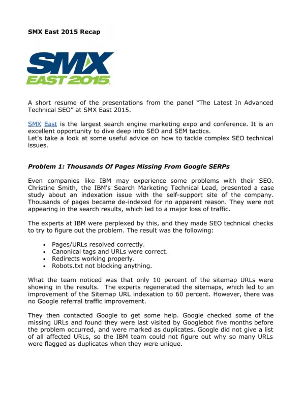 SMX East 2015 Resume