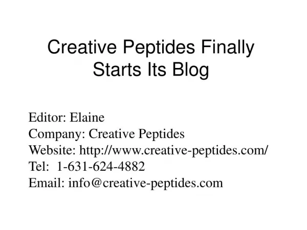 Creative Peptides Finally Starts Its Blog