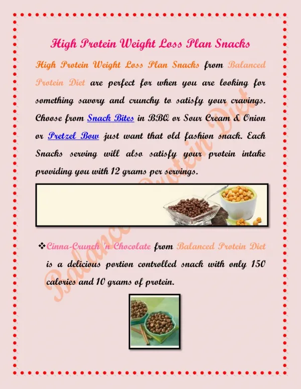 High Protein Weight Loss Plan Snacks