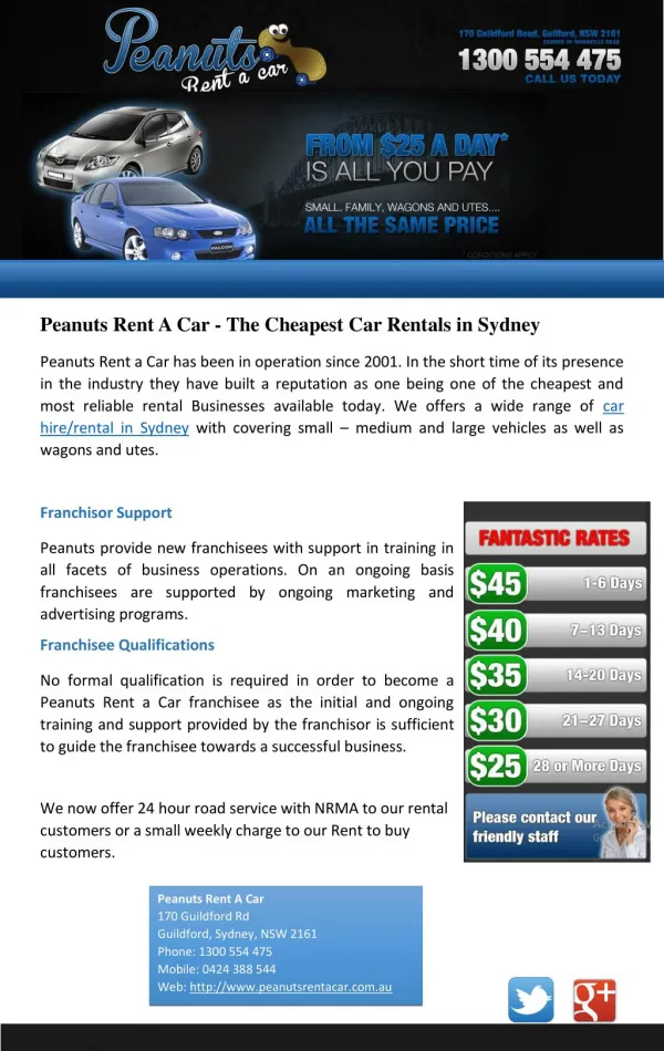Peanuts Rent A Car - The Cheapest Car Rentals in Sydney