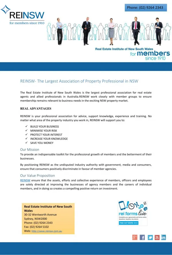 REINSW- The Largest Association of Property Professional in NSW