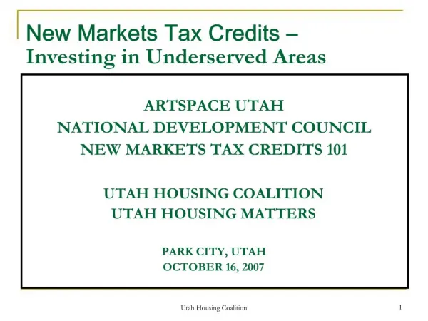 New Markets Tax Credits Investing in Underserved Areas