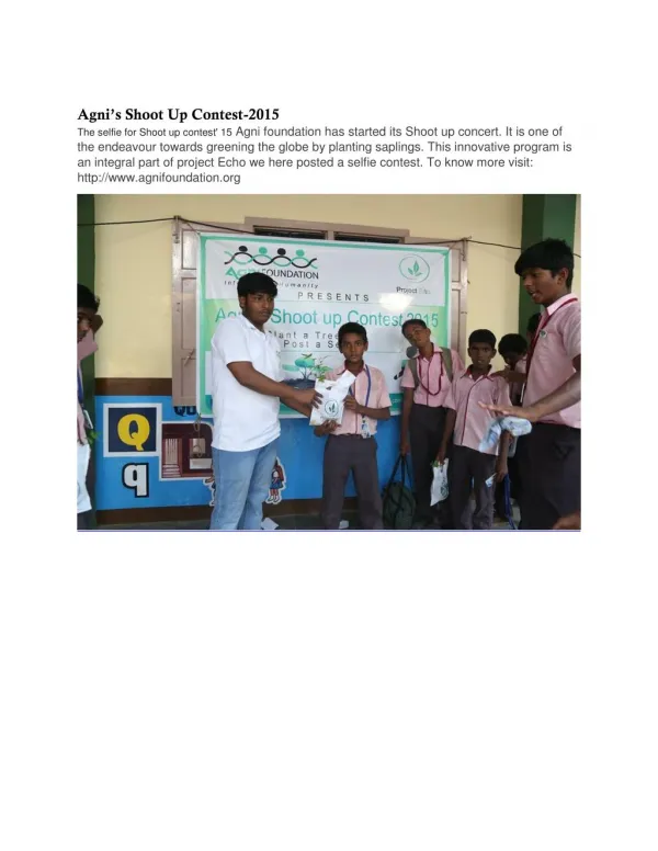 Agni's Shoot Up Contest 2015-Sapling Distribution@Vilupuram