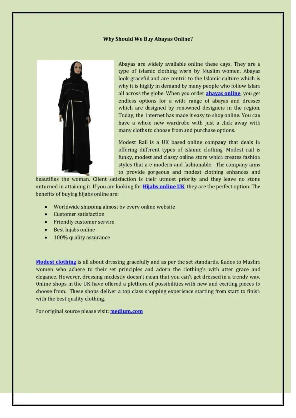Why Should We Buy Abayas Online?