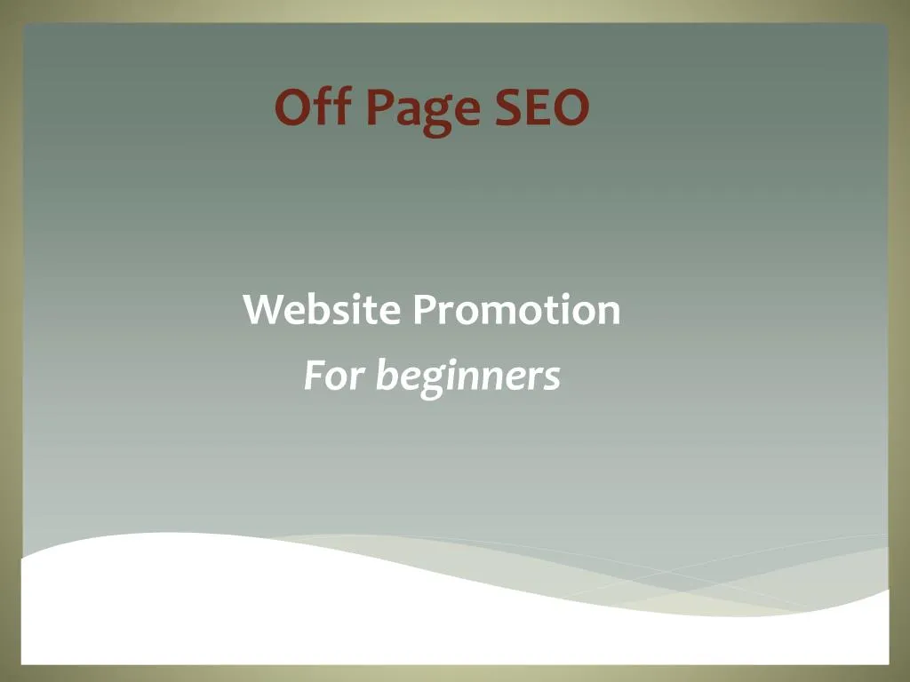 off page seo website promotion for beginners