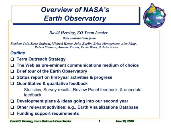 Overview of NASA s Earth Observatory