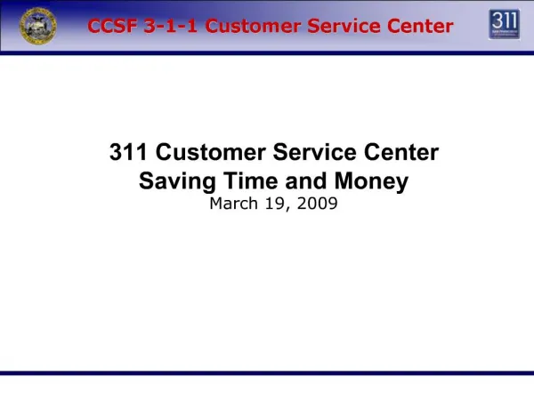 CCSF 3-1-1 Customer Service Center