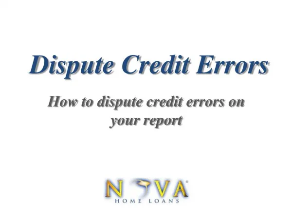 Dispute Credit Errors | Nova Home Loans
