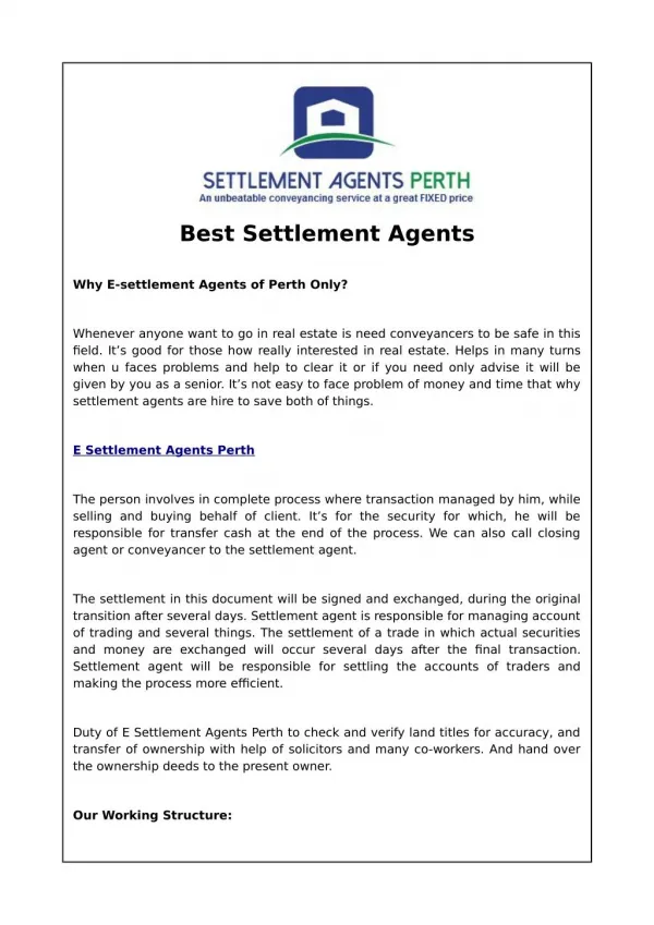 Best settlement agents