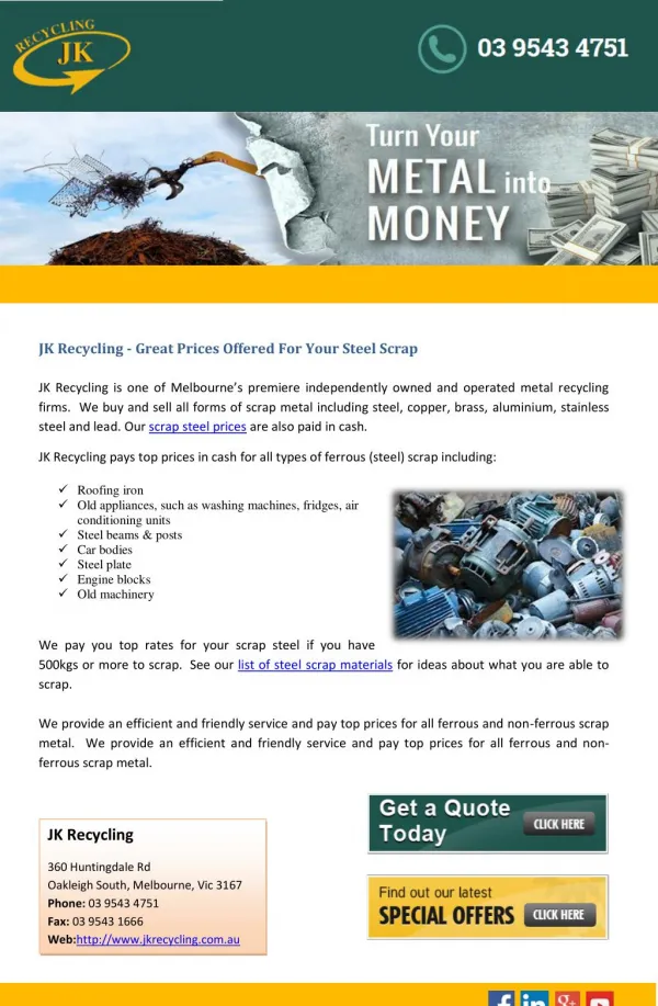JK Recycling - Great Prices Offered For Your Steel Scrap