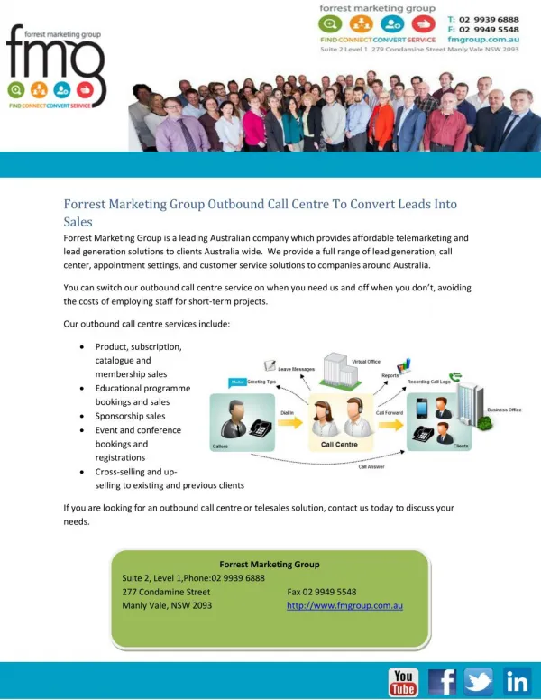 Forrest Marketing Group Outbound Call Centre To Convert Leads Into Sales