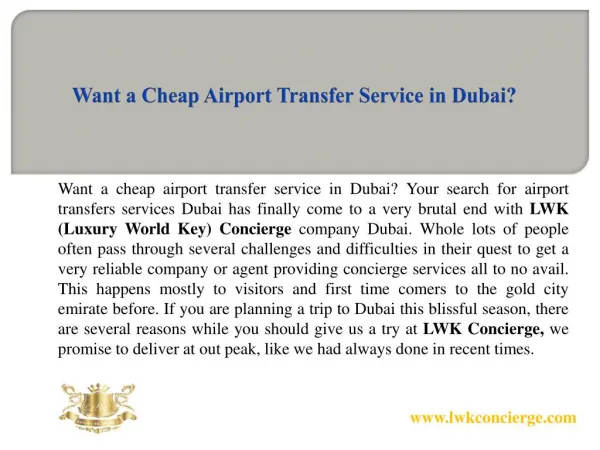 Want a Cheap Airport Transfer Service in Dubai?