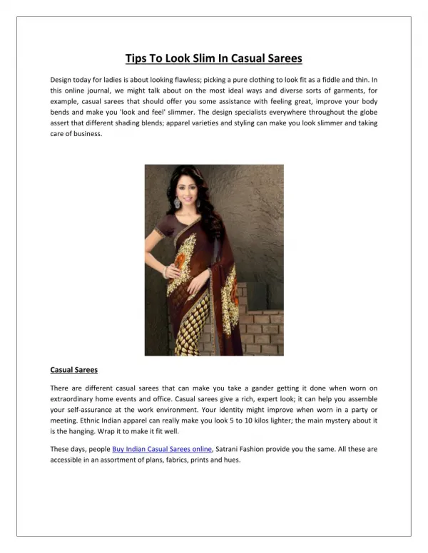 Tips To Look Slim In Casual Sarees
