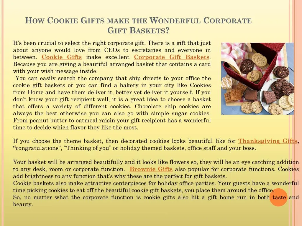 how cookie gifts make the wonderful corporate gift baskets