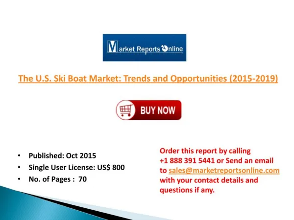U.S. Ski Boat Market: Trends and Opportunities 2015-2019
