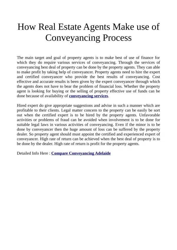 How Real Estate Agents Make Use Of Conveyancing Process