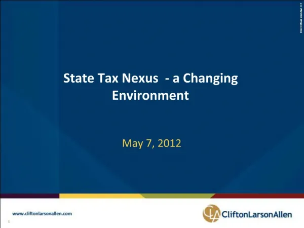 State Tax Nexus - a Changing Environment