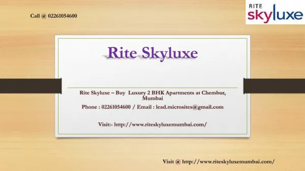 Rite Skyluxe - Chembur, Mumbai - Price, Review, Floor Plan - Call @ 02261054600