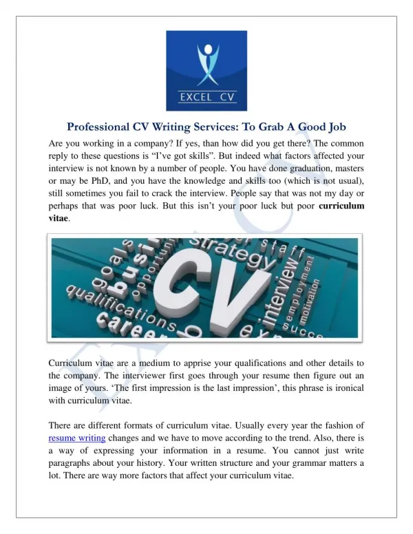 Professional CV Writing Services In India | Best CV Writer