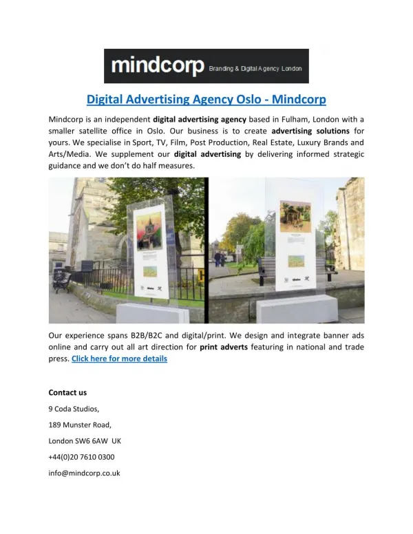 Digital Advertising Agency Oslo - Mindcorp
