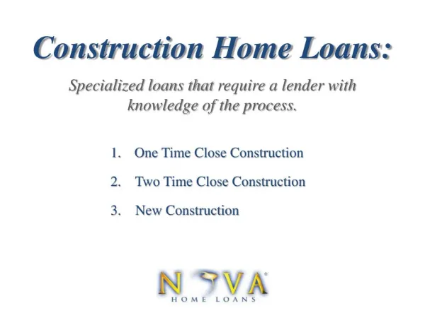 Construction Loans | Nova Home Loans