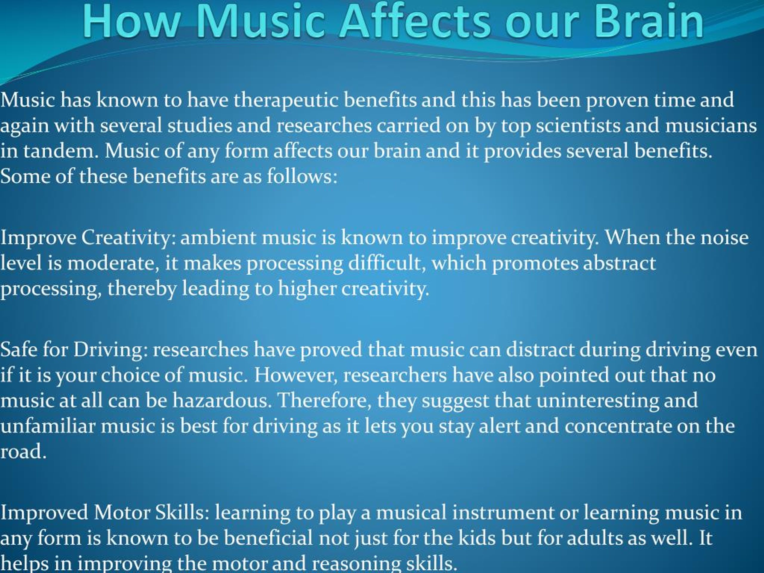 PPT - How Music Affects our Brain PowerPoint Presentation, free ...