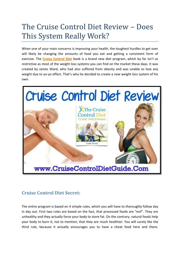 The Cruise Control Diet- Ultimate Way to lose weight