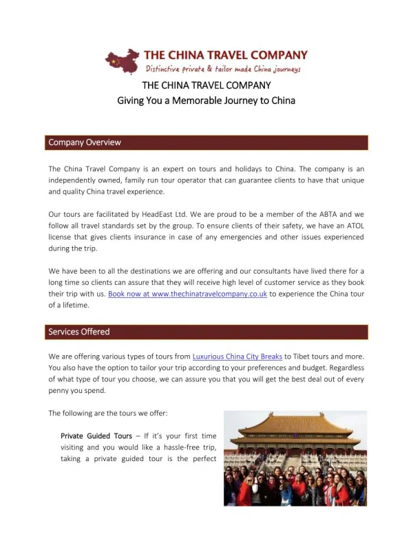 The China Travel Company - Your China Travel