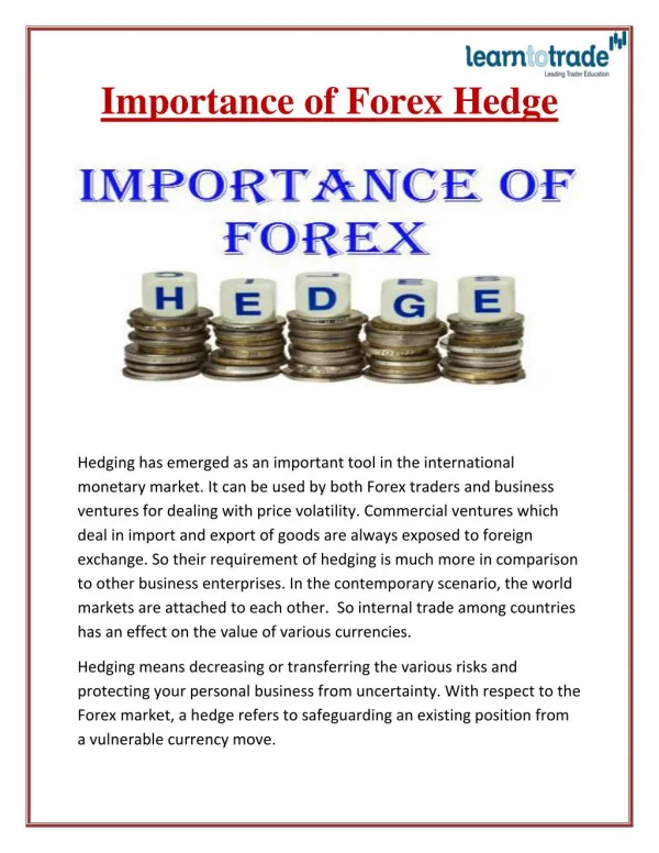 Importance of Forex Hedge - Learn To Trade