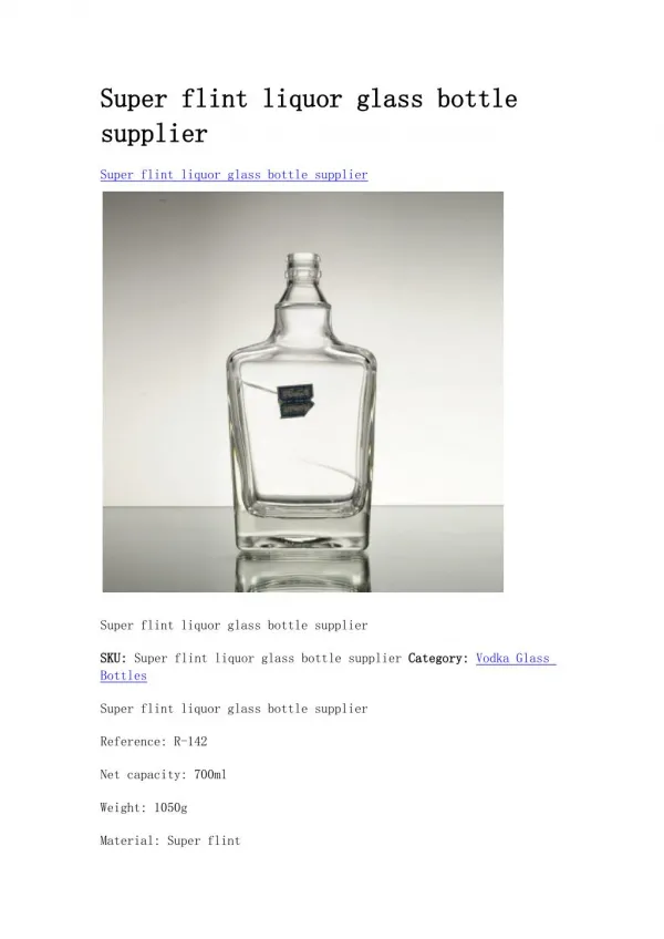 Super flint liquor glass bottle supplier